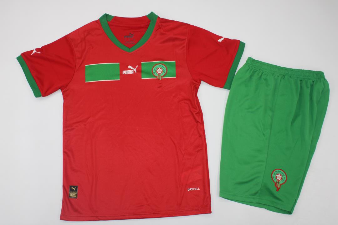 Kids-Morocco 2022 World Cup Home Soccer Jersey